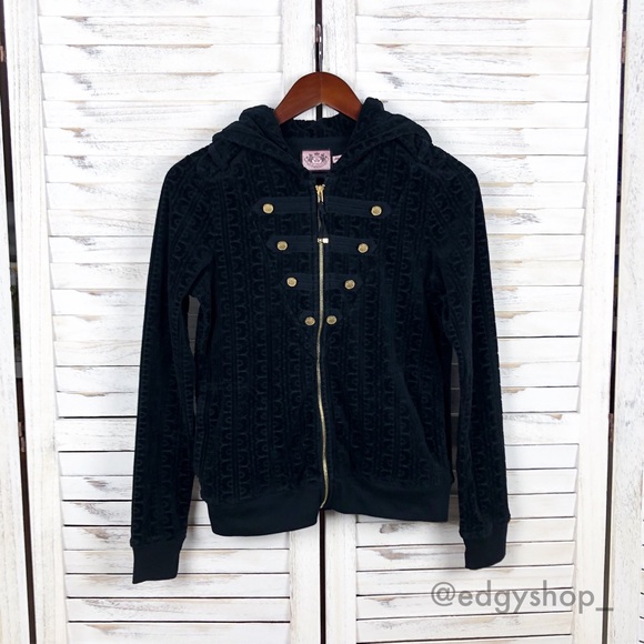Juicy Couture Jackets & Blazers - [Juicy Couture] Unique Velour Track Hooded Jacket